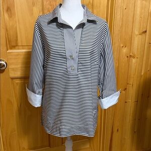 Hinson Wu Classic Black & White Striped Women's Tunic, Size 10.